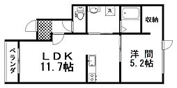 ＰｉａｔｔｏV 3階1LDKの間取り