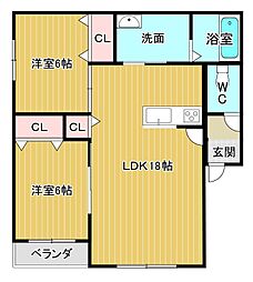 MERMAID 2LDKの間取図画像
