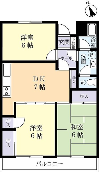 茨城県水戸市千波町(賃貸マンション3DK・4階・56.50㎡)の写真 その2