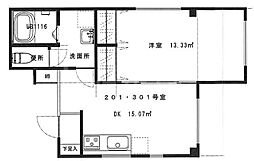 埼玉新都市交通 加茂宮駅 徒歩5分の賃貸マンション 3階1DKの間取り