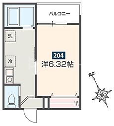 JR川越線 指扇駅 徒歩9分の賃貸アパート 2階1Kの間取り