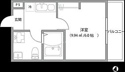 東武野田線 七里駅 徒歩9分の賃貸アパート 1階1Kの間取り