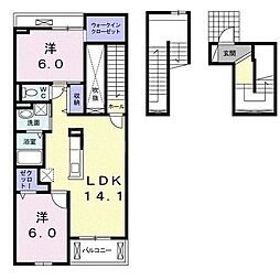 プランタン1 1LDKの間取図画像