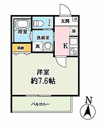 埼玉新都市交通 加茂宮駅 徒歩5分の賃貸アパート 1階1Kの間取り