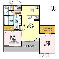 JR川越線 西大宮駅 徒歩11分の賃貸アパート 1階2LDKの間取り