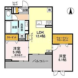 JR川越線 西大宮駅 徒歩11分の賃貸アパート 3階2LDKの間取り