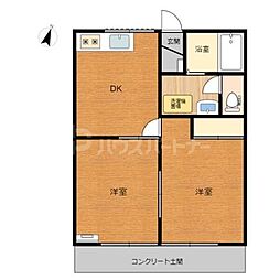 東武野田線 大和田駅 徒歩15分の賃貸アパート 1階2DKの間取り