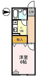 JR川越線 日進駅 徒歩10分の賃貸アパート 2階1Kの間取り
