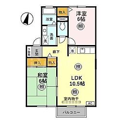 湘南新宿ライン高海 宮原駅 徒歩32分の賃貸アパート 2階2LDKの間取り