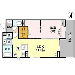 湘南新宿ライン宇須 土呂駅 徒歩7分の賃貸アパート 1階1LDKの間取り