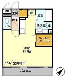 湘南新宿ライン宇須 東大宮駅 徒歩12分の賃貸アパート 1階ワンルームの間取り