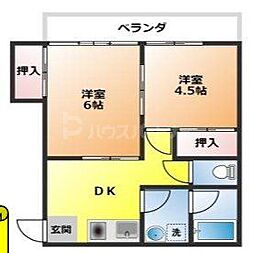 湘南新宿ライン宇須 土呂駅 徒歩8分の賃貸アパート 2階2DKの間取り