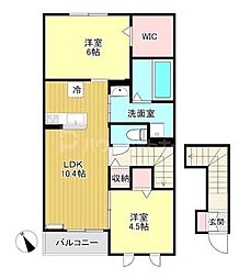 ディアベルジュ 2階2LDKの間取り