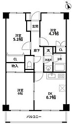 ＰＬＥＮＤＹ堀崎公園 2階2LDKの間取り