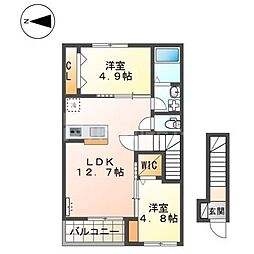 エテルナ 2階2LDKの間取り