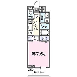 フラン　グレージュ 3階1Kの間取り
