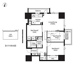 コンフォリア大宮 5階3LDKの間取り