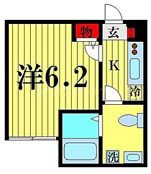 エクステンションR 2階1Kの間取り