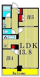 ドゥーエ大宮 2LDKの間取図画像