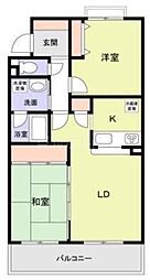 キングホームズ2番館A号棟 2LDKの間取図画像