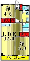 渋谷コート3号館 2LDKの間取図画像