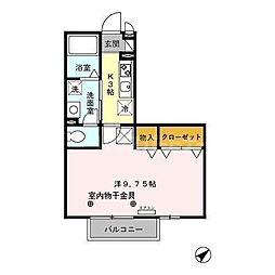 クレセール 1Kの間取図画像