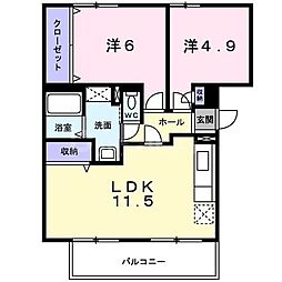 コートヤード三橋公園D 2LDKの間取図画像
