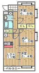 リュクス 2LDKの間取図画像