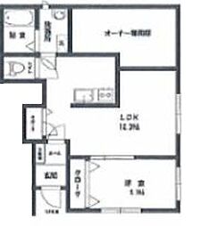 アーバンメゾン三橋 1LDKの間取図画像