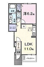 ベルグレイス 1LDKの間取図画像