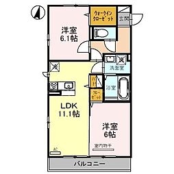 フラワーレジデンス 2LDKの間取図画像