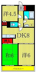 サンハイツ石田 3DKの間取図画像