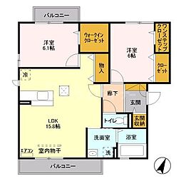 セピアコート北館 2LDKの間取図画像