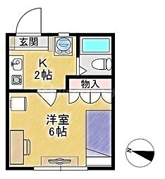 新都心ハイツ 1Kの間取図画像