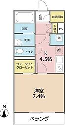 パームコテージ3 1Kの間取図画像