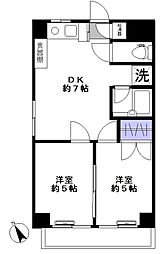 岡村ビル 2DKの間取図画像