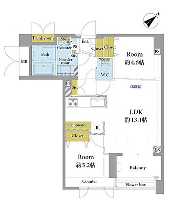 2LDKの間取...