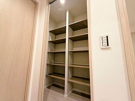 頼もしい収納力を誇る納戸収納が備わり、掃除用具や日用品のストック、季節家電などもすっきり収納いただけます。