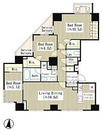 ＣＡＶＡＮＡ南青山 9階3LDKの間取り