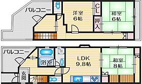 サンシャインセブン 401 ｜ 大阪府豊中市中桜塚１丁目（賃貸マンション3LDK・4階・96.00㎡） その2