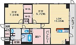 カルム小西V 2階2SLDKの間取り