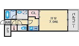 グランシス江坂 2階1Kの間取り
