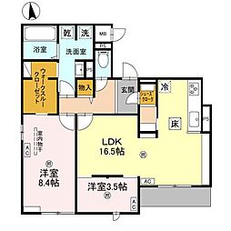 クラシスト千里丘上 1階2LDKの間取り