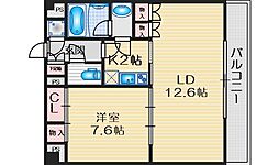 レジディア江坂 13階1LDKの間取り