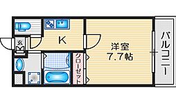 ロイヤルクイーンズパーク吹田片山町 7階1Kの間取り
