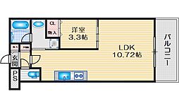 グランシス江坂 2階1LDKの間取り