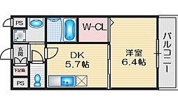 ベルデュール楓 3階1DKの間取り