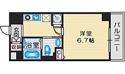 ハピネス江坂 2階1Kの間取り