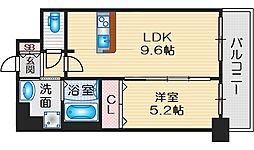 ディームス江坂 9階1LDKの間取り