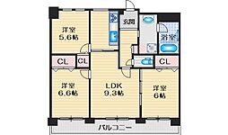 江坂公園アーバンライフ 602 6階3LDKの間取り